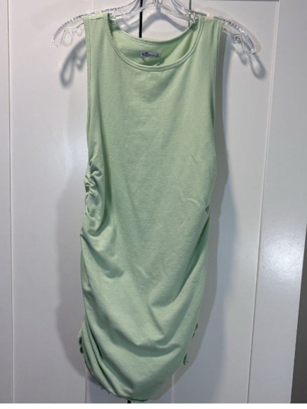 Hollister Cotton Green Ruched Sleeveless Tank Dress Women’s M Summer Beach Pool